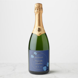 Etiquetas Para Vinos Espumosos Boda de flores azules