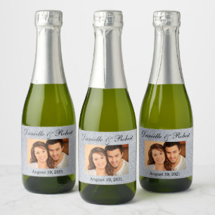 Etiquetas Para Vinos Espumosos Boda de fotografía purpurina Mini Sparkling Wine F