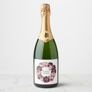 Etiquetas Para Vinos Espumosos Boda de guerra de Rubor y Plum Peony