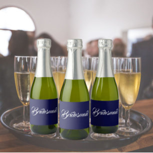 Etiquetas Para Vinos Espumosos Boda de guiones estilizados azul marino
