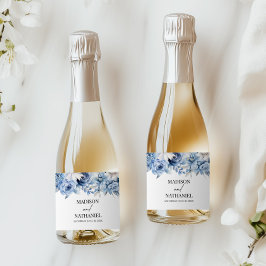 Etiquetas Para Vinos Espumosos Boda de jardín de flores florales azul polvoriento