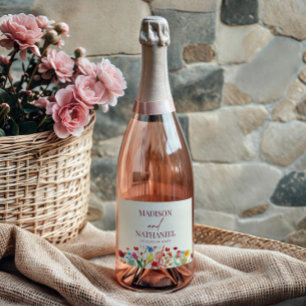 Etiquetas Para Vinos Espumosos Boda de jardín floral de flores silvestres