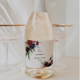 Etiquetas Para Vinos Espumosos Boda de la Marina de Borgoña Moderna esparce etiqu