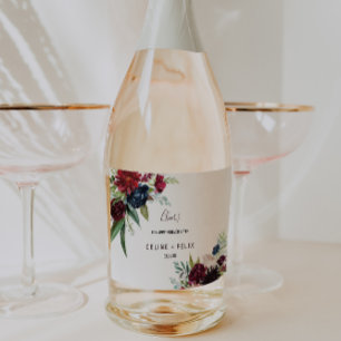 Etiquetas Para Vinos Espumosos Boda de la Marina de Borgoña Moderna esparce etiqu