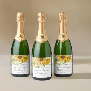 Etiquetas Para Vinos Espumosos Boda de los girasoles amarillos modernos