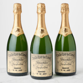 Etiquetas Para Vinos Espumosos Boda de Moda Rústica Personalizada Sparkling Wine
