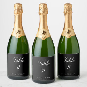 Etiquetas Para Vinos Espumosos Boda de números de tabla en blanco y negro