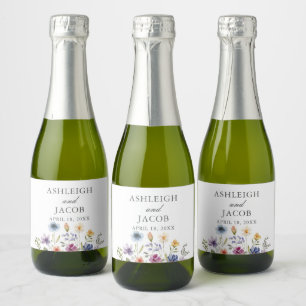 Etiquetas Para Vinos Espumosos Boda de primavera con flores silvestres elegantes