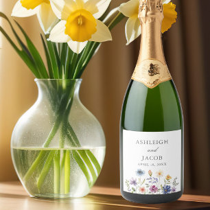 Etiquetas Para Vinos Espumosos Boda de primavera de flores silvestres elegantes p