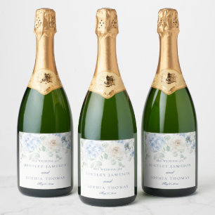 Etiquetas Para Vinos Espumosos Boda de Something Blue con Hortensias Florales