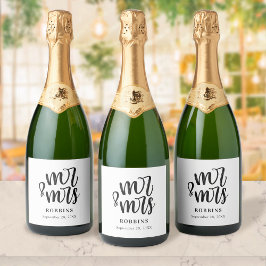 Etiquetas Para Vinos Espumosos Boda de tipografía de escritura mínima moderna