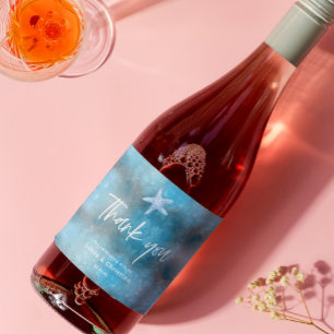 Etiquetas Para Vinos Espumosos Boda de verano del Mar Azul profundo