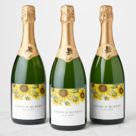 Etiquetas Para Vinos Espumosos Boda de verano elegante con girasoles