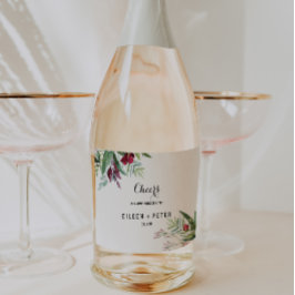 Etiquetas Para Vinos Espumosos Boda de Verdor Floral Tropical Sparkling Wine La
