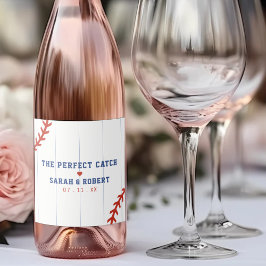 Etiquetas Para Vinos Espumosos Boda del Beisbol Softball Sport Heart Pinstripe