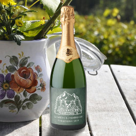 Etiquetas Para Vinos Espumosos Boda del Rustic Mountain Adventure Green Chalkboar