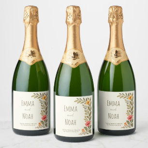 Etiquetas Para Vinos Espumosos Boda floral botánica otoñal vibrante