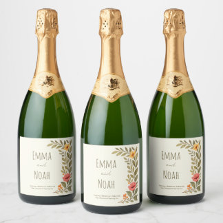 Etiquetas Para Vinos Espumosos Boda floral botánica otoñal vibrante