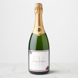Etiquetas Para Vinos Espumosos Boda floral de coral metálico elegante y simple   