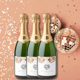 Etiquetas Para Vinos Espumosos Boda Floral Disco Ball Moda elegante