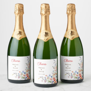 Etiquetas Para Vinos Espumosos Boda floral elegante