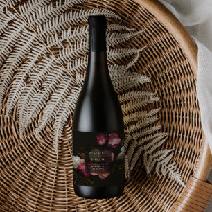 Etiquetas Para Vinos Espumosos Boda floral oscura romántica moderna