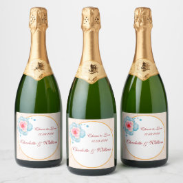 Etiquetas Para Vinos Espumosos Boda floral rústico