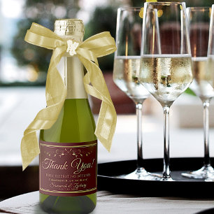 Etiquetas Para Vinos Espumosos Boda Gold y Auburn Brown Mini