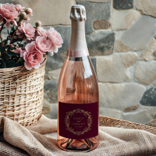 Etiquetas Para Vinos Espumosos Boda Marco Floral Toile Champagne Borgoña