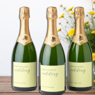 Etiquetas Para Vinos Espumosos Boda Minimalista de mantequilla amarilla y sabia