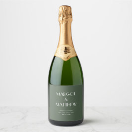 Etiquetas Para Vinos Espumosos Boda minimalista escandinava verde musgo oscuro