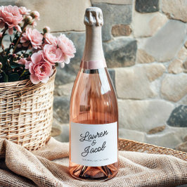 Etiquetas Para Vinos Espumosos Boda Minimalista Moderna Blanca Negra