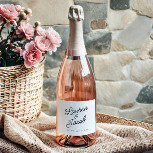 Etiquetas Para Vinos Espumosos Boda Minimalista Moderna Blanca Negra