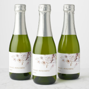 Etiquetas Para Vinos Espumosos Boda Moderna Simple de Otoño con Flores Secas y Ho