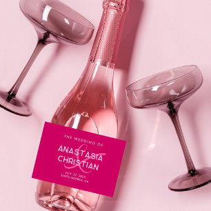 Etiquetas Para Vinos Espumosos Boda Moderna y Audaz Magenta