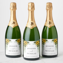 Etiquetas Para Vinos Espumosos Boda moderno de girasol negro