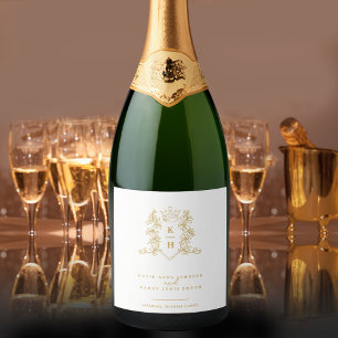 Etiquetas Para Vinos Espumosos Boda monograma de la corona de fotos de oro blanco