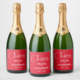 Etiquetas Para Vinos Espumosos BODA Purpurina Rojo CHEER Sparkling Wine Labs