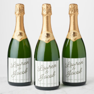 Etiquetas Para Vinos Espumosos Boda Rayas Verdes Minimalista Minimalista Moderna