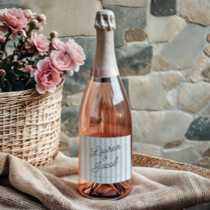 Etiquetas Para Vinos Espumosos Boda Rayas Verdes Minimalista Minimalista Moderna