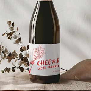Etiquetas Para Vinos Espumosos Boda Rojo Funky Moderno Retro