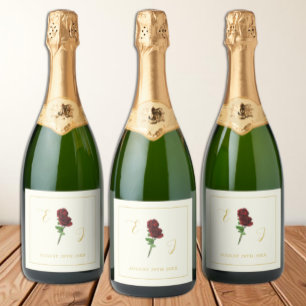 Etiquetas Para Vinos Espumosos Boda Rosa de Marfil Dorado