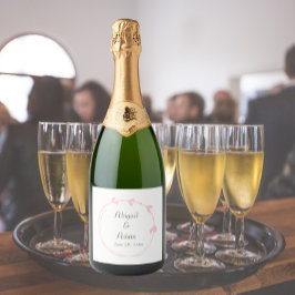 Etiquetas Para Vinos Espumosos Boda Rubor Pink Simple Heart Wreath