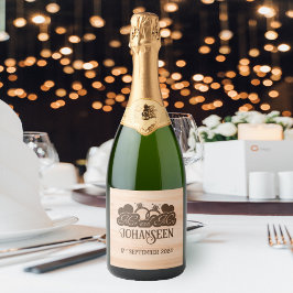 Etiquetas Para Vinos Espumosos Boda Rustic Wood Elegant Sr. y Sra. Barn Fiesta