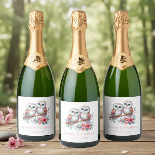 Etiquetas Para Vinos Espumosos Boda Rústica Boho de Bosque de Búhos