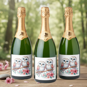 Etiquetas Para Vinos Espumosos Boda Rústica Boho de Bosque de Búhos