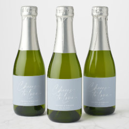 Etiquetas Para Vinos Espumosos Boda "Saludos para amar" azul y turbio