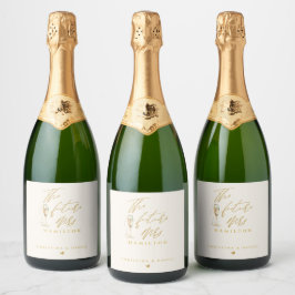 Etiquetas Para Vinos Espumosos Boda Tipografía Escritura Moderna en Oro