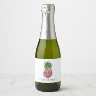 Etiquetas Para Vinos Espumosos Boda Tropical Floral Pineapple Elegante