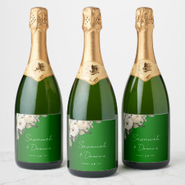 Etiquetas Para Vinos Espumosos Boda Verde Esmeralda Romántica